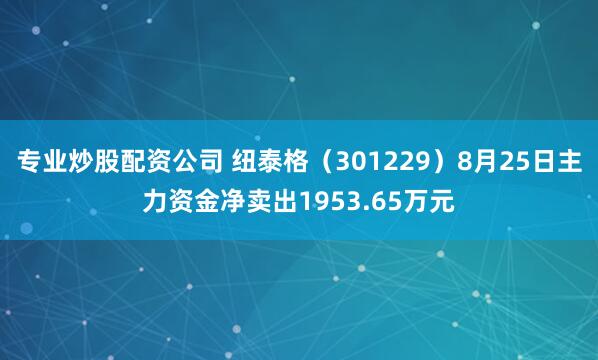专业炒股配资公司 纽泰格（301229）8月25日主力资金净卖出1953.65万元