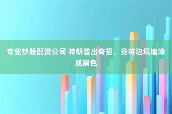 专业炒股配资公司 特朗普出奇招，竟将边境墙漆成黑色